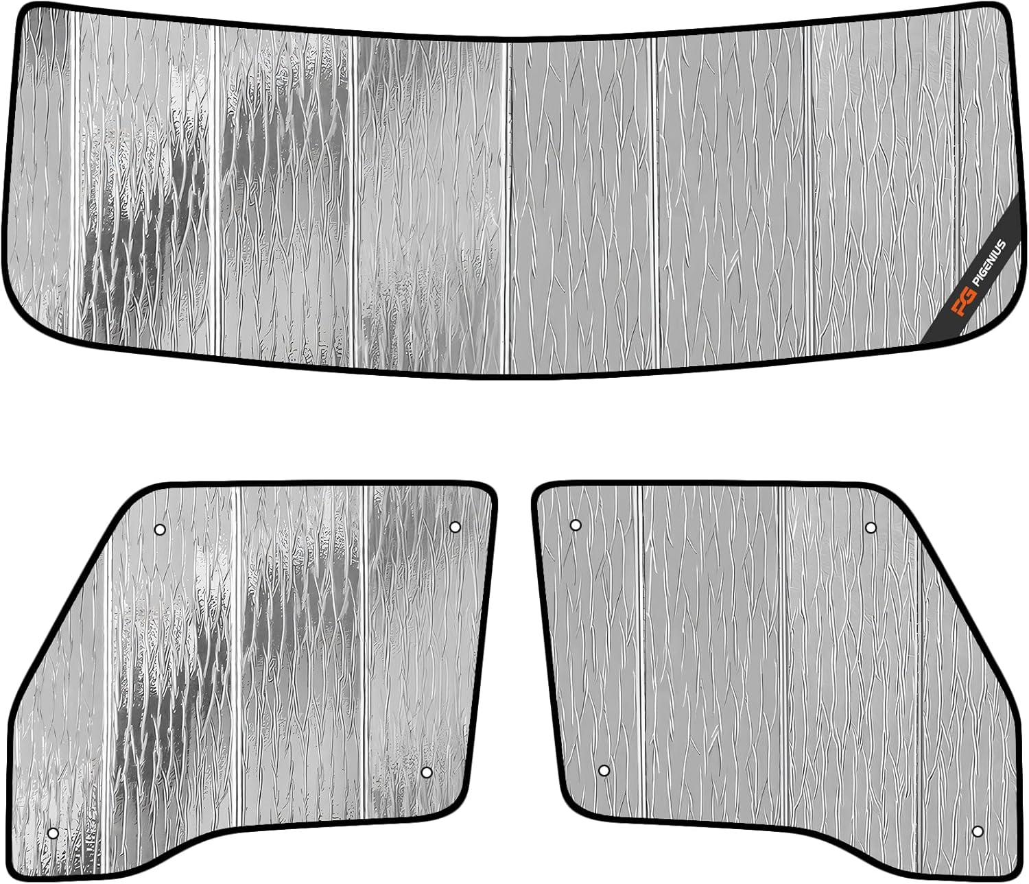 Windshield & Side Window Sunshades for International LT MV Lonestar 2018-2025, Reversible Silver/Black