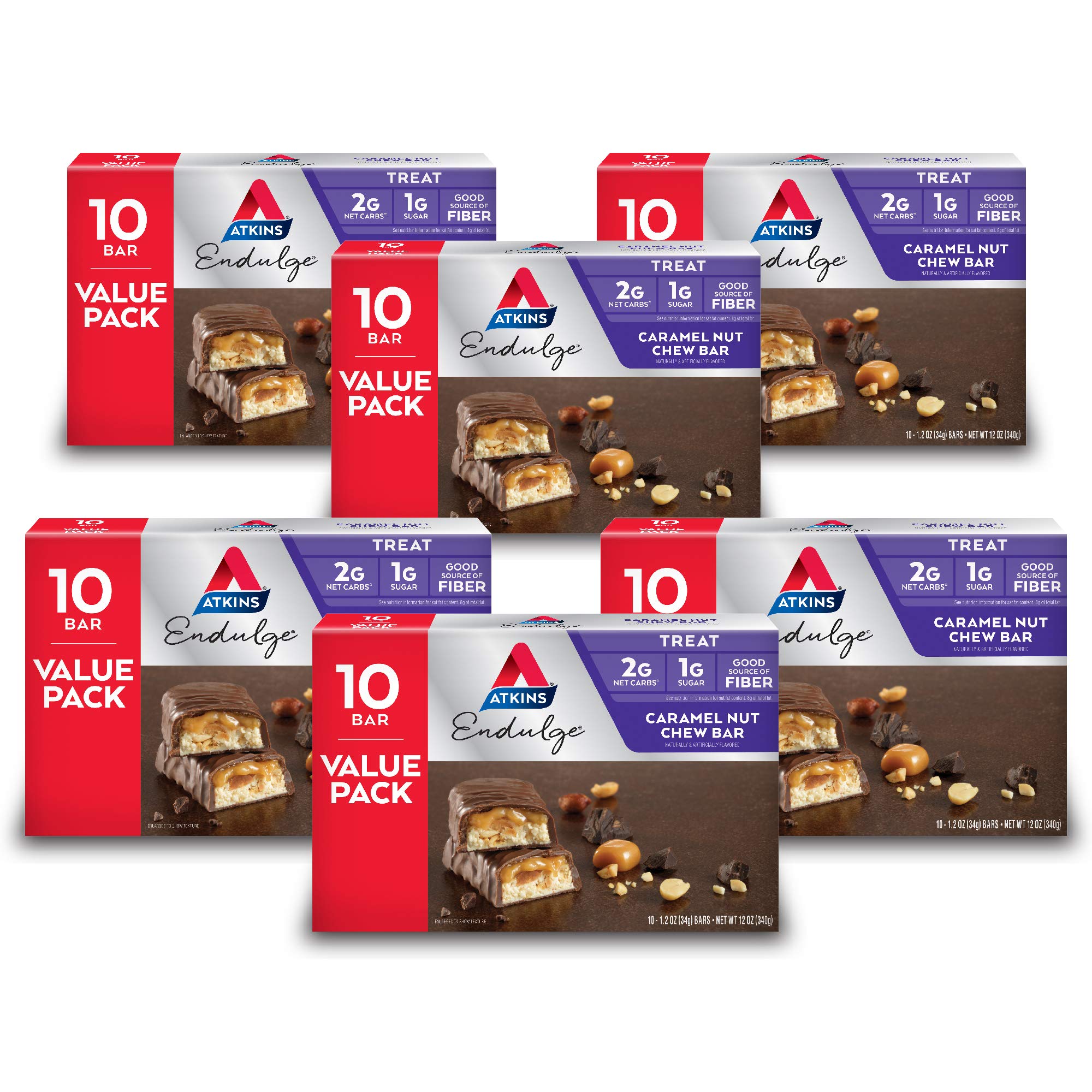 Atkins Endulge Treat, Caramel Nut Chew bar, 60Count (Value Pack)
