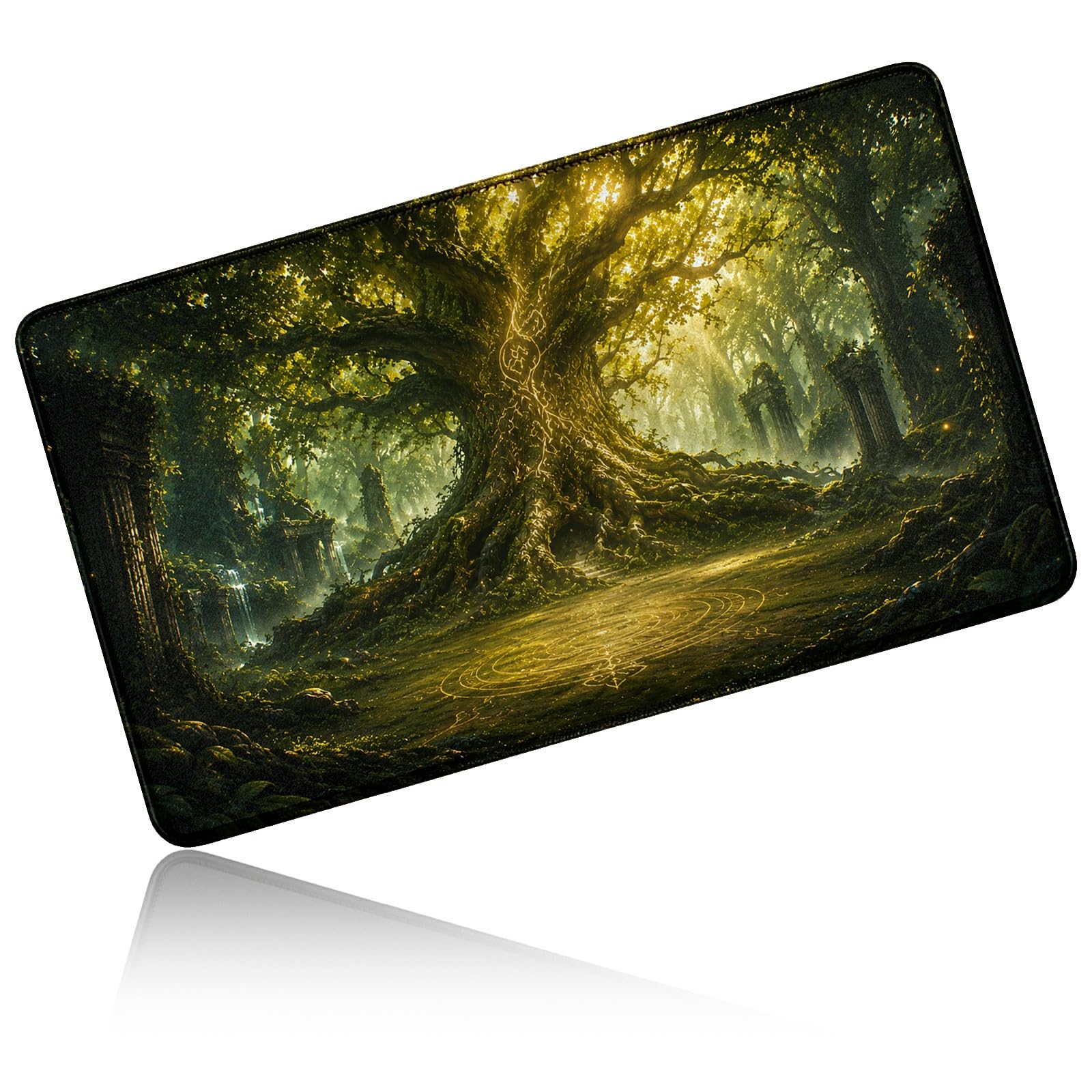 Dikoer for MTG/TCG Playmat 24" x 14" Commander Deck Mat, Forest Trees