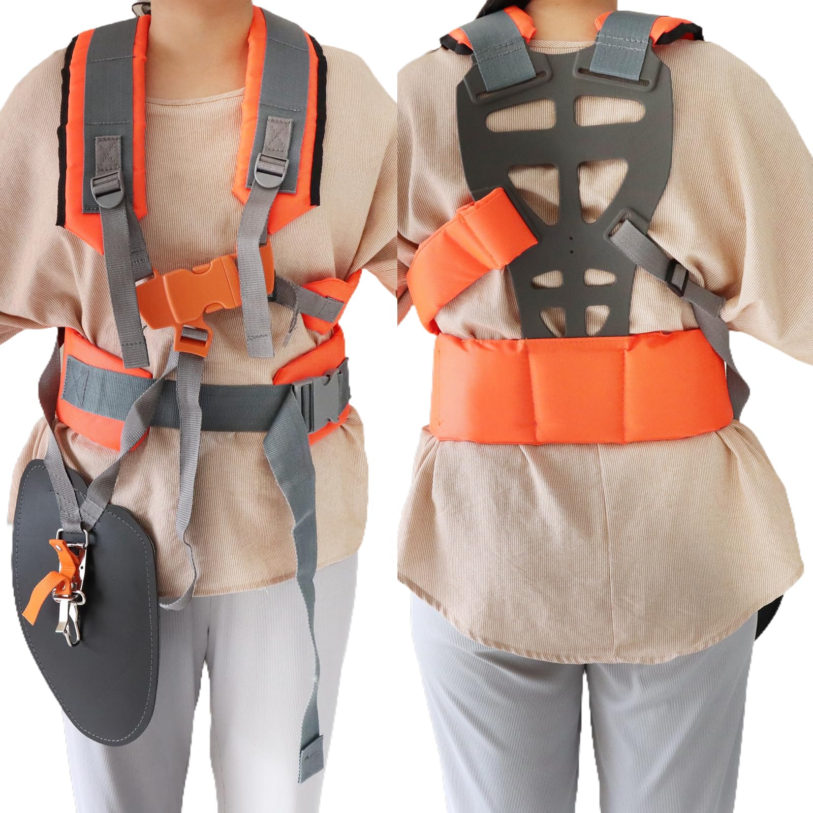 QKTYB Harnais Debroussailleuse, Universelle Réglable Harnais pour Debroussailleuse, Rembourrée Confortable Double Harnais de Débroussailleuse en Nylon pour Tondeuse à Gazon