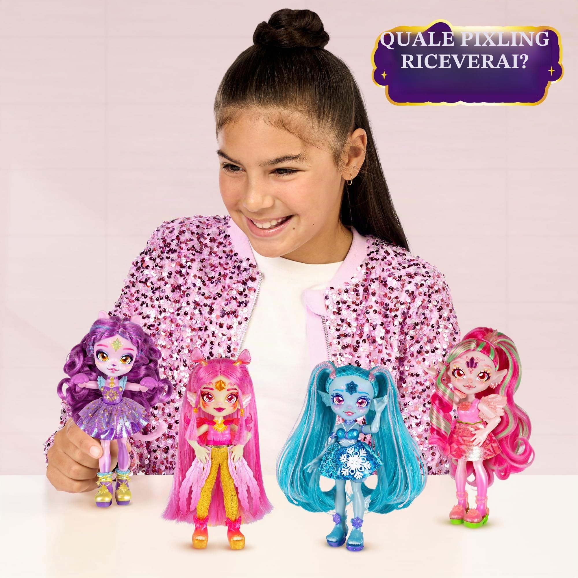 Magic Mixies Pixlings, Bambole Pixlings Magiche, 4 Bambole diverse: 2 Reimmaginate e 2 Nuove, Fashion Doll da 15 cm, Giocattolo Segreto con Rivelazione Magica con Pozioni, Famosa (MG101000)