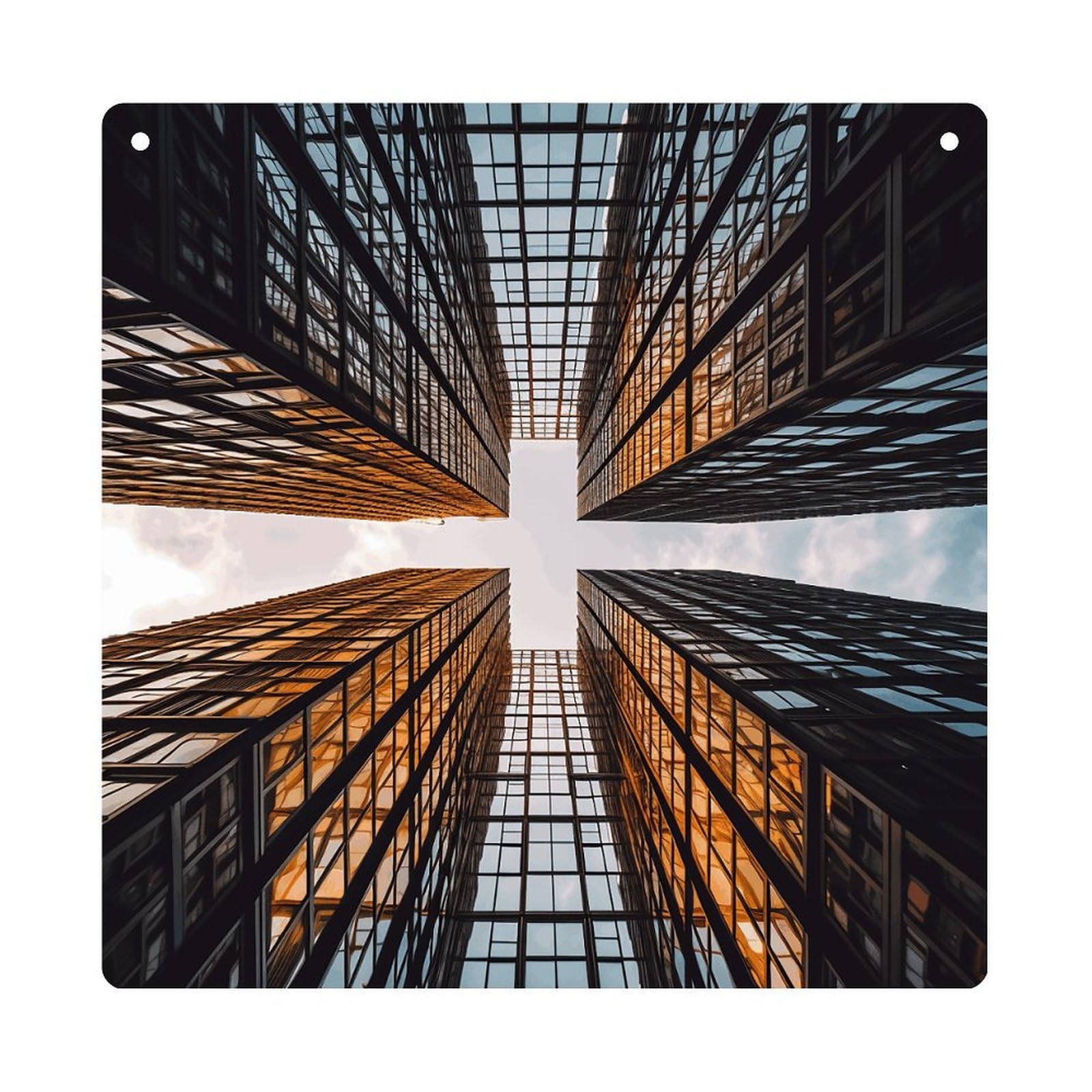 Adfgyerh Style Skyscraper Looking Up At Sky Hanging Ornaments Window Hanging Modern Acrylic Decor For Living Room Bedroom Dining Room Hallway Office Wall Decor, 8X8 In
