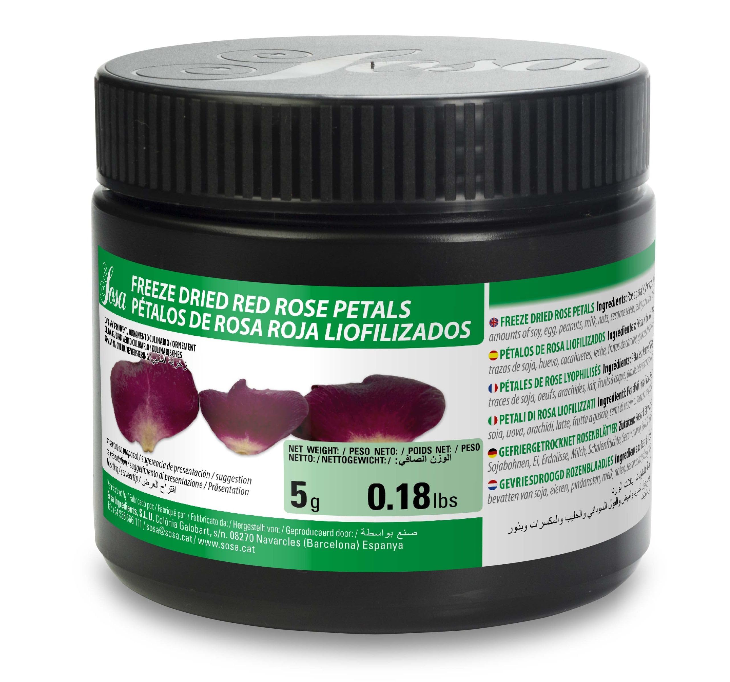 SOSA Fiori e foglie liofilizzati - Petali di Rosa Rossa - Vaso 5grs