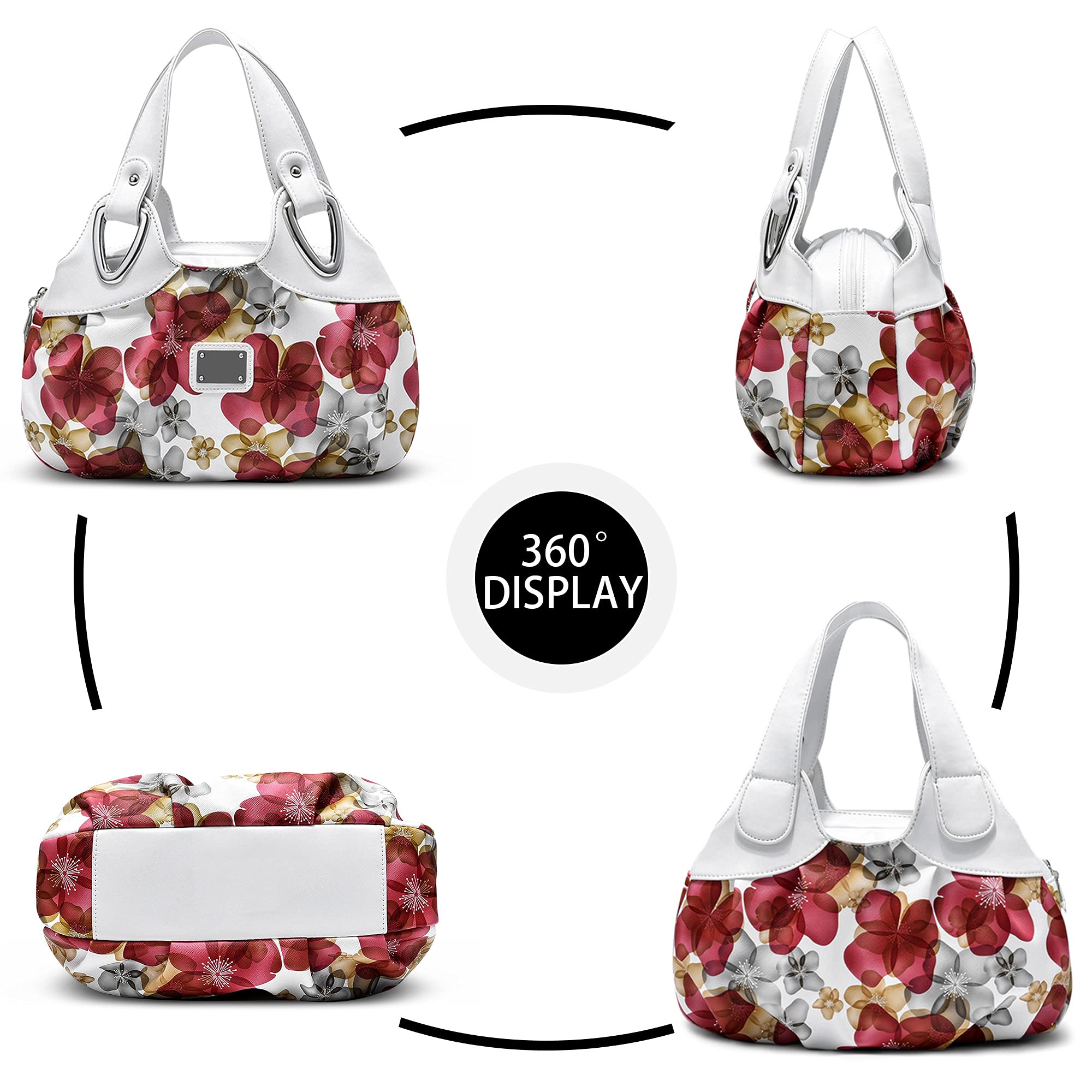 DIRRONA Moda Borse da Donna Borsa a Tracolla Casual Vacanza Signora Totalizzatore Viaggio Borsa da Spiaggia Impermeabile PU Pelle Borse a Mano Fiore