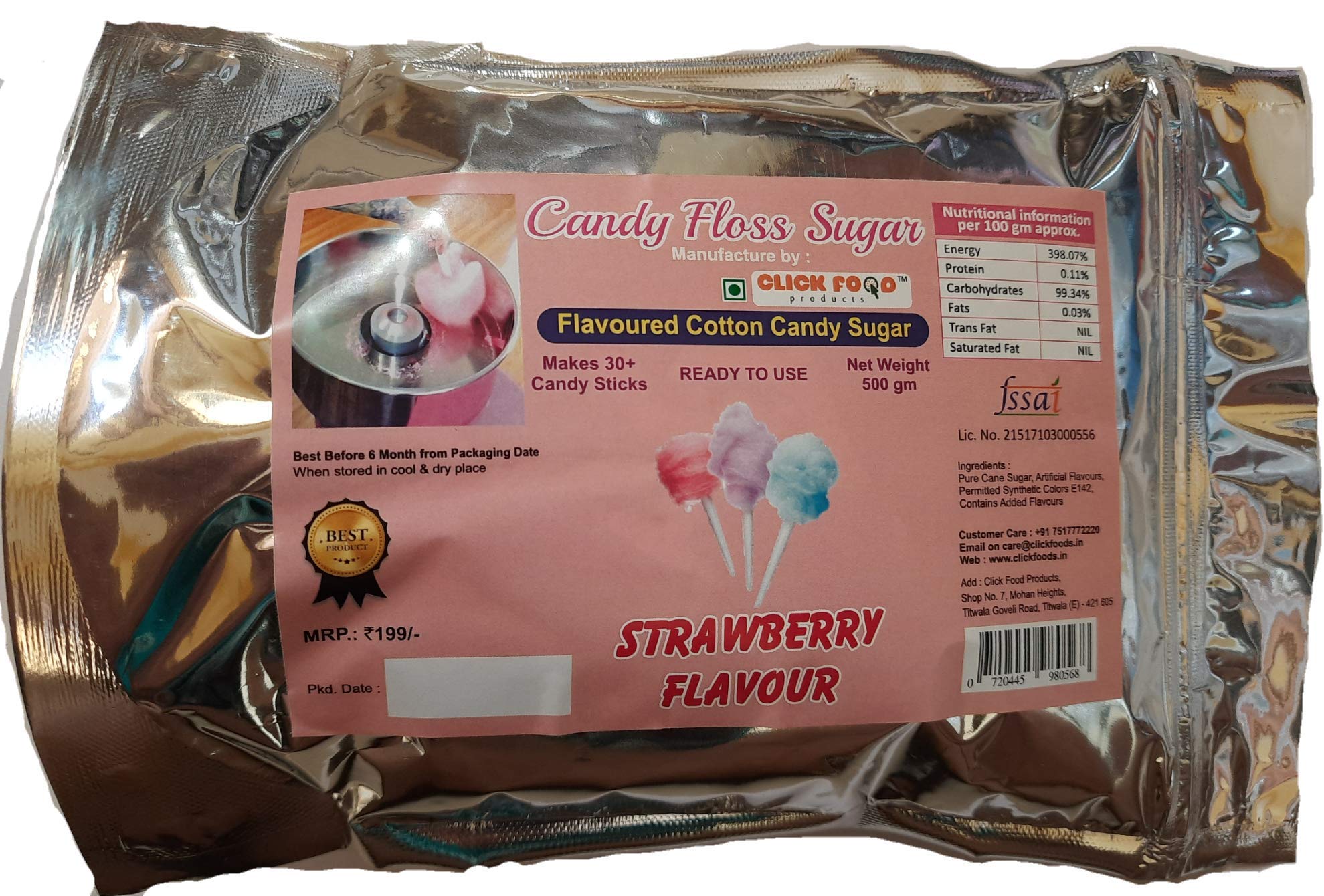 CLICK FOOD PRODUCTS Strawberry Flavoured Cotton Candy Floss Sugar (B07SNR3NTR) Amazon Price History, Amazon Price Tracker