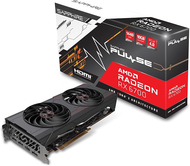 Sapphire 11321-02-20G Pulse AMD Radeon RX 6700 Gaming OC Graphics Card with 10GB GDDR6, AMD RDNA 2, Black