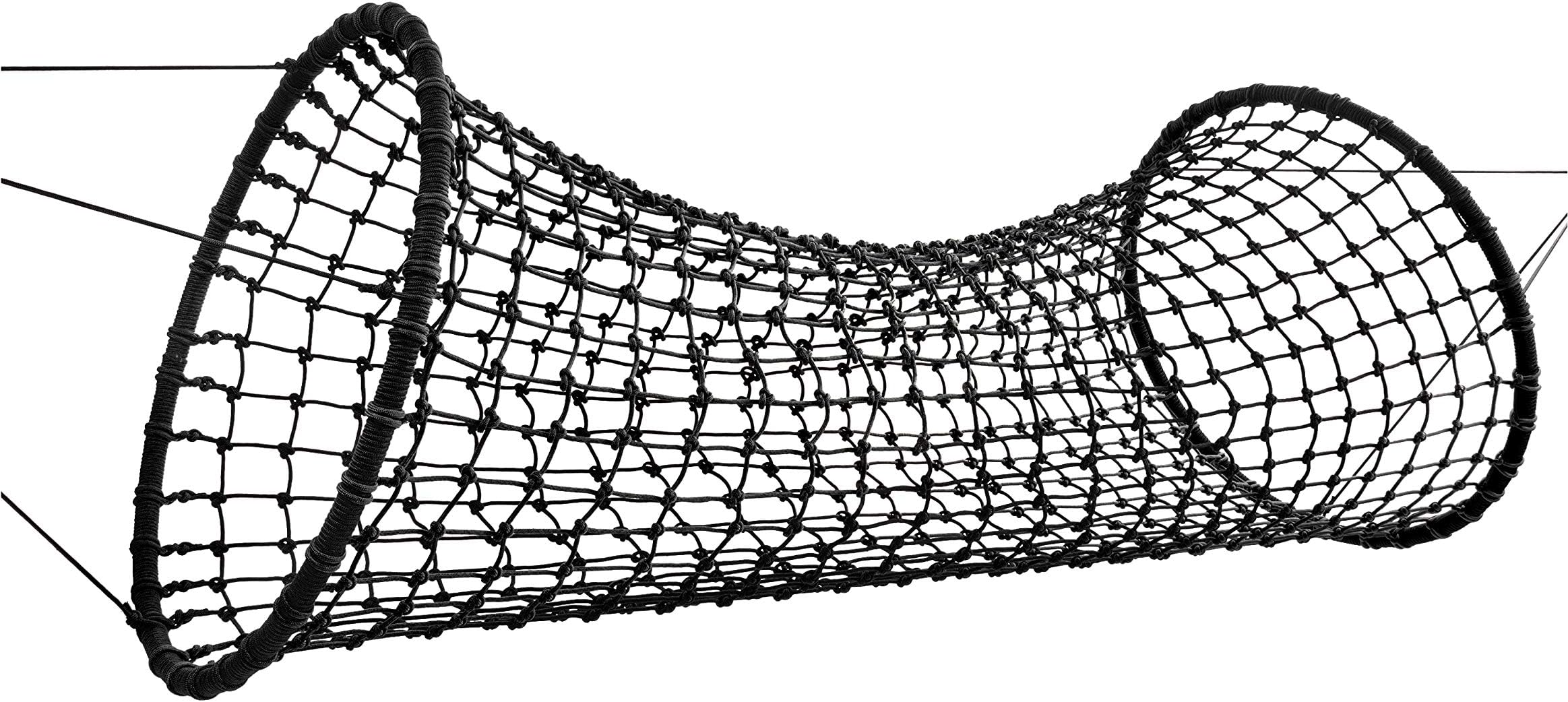 Hearthsong 6-Foot Hanging Woven Rope Tunnel Bridge, 6'L x 3' diam, Black, Weather Resistant, Polyester Rope, Ages 5 and Up