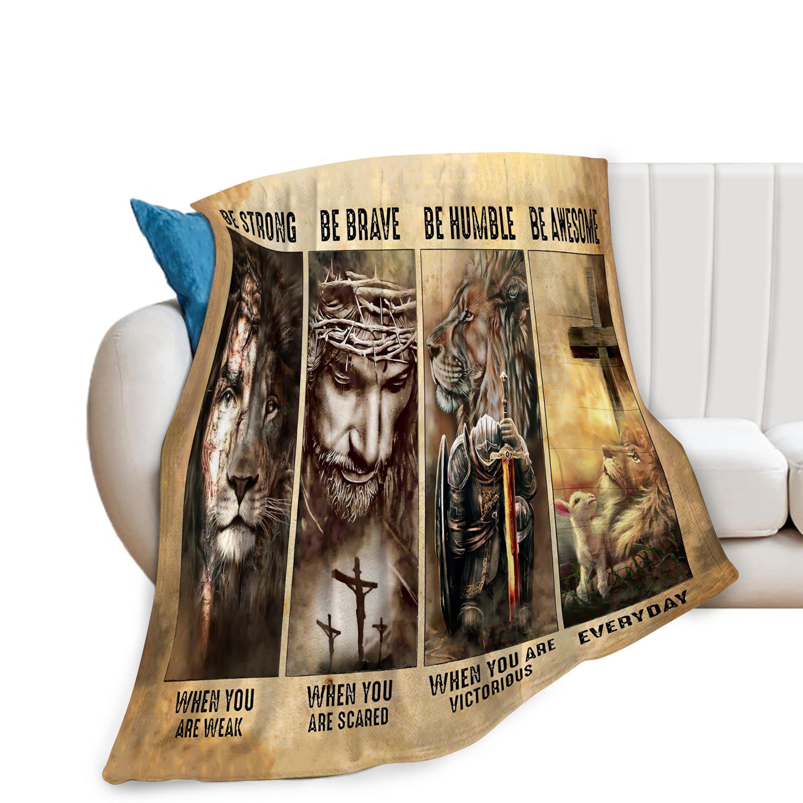 Jesus Christian Blanket Christ Religious Throw Blanket Faith Catholic Inspirational Gifts for Women Men Warm Soft Plush Lightweight Fleece Flannel Blanket Winter Bedding Blanket for Kids Adult 50"X40"