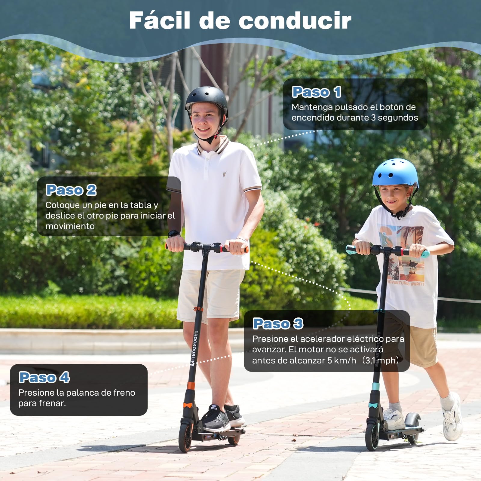 RCB R15 Patinete eléctrico Niños (8-12-16 años) - Máx.20 Km/h, Autonomía máxima 16 Km, Scooter Eléctrico Plegable para niños - Regalo para Adolescentes