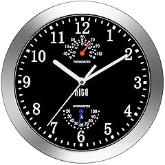 HITO 10 Inch Silent Wall Clock Battery Operated Non Ticking Glass Cover Silver Aluminum Frame, for photo HITO 10 Inch Silent Wall Clock Battery Operated Non Ticking Glass Cover Silver Aluminum Frame, for