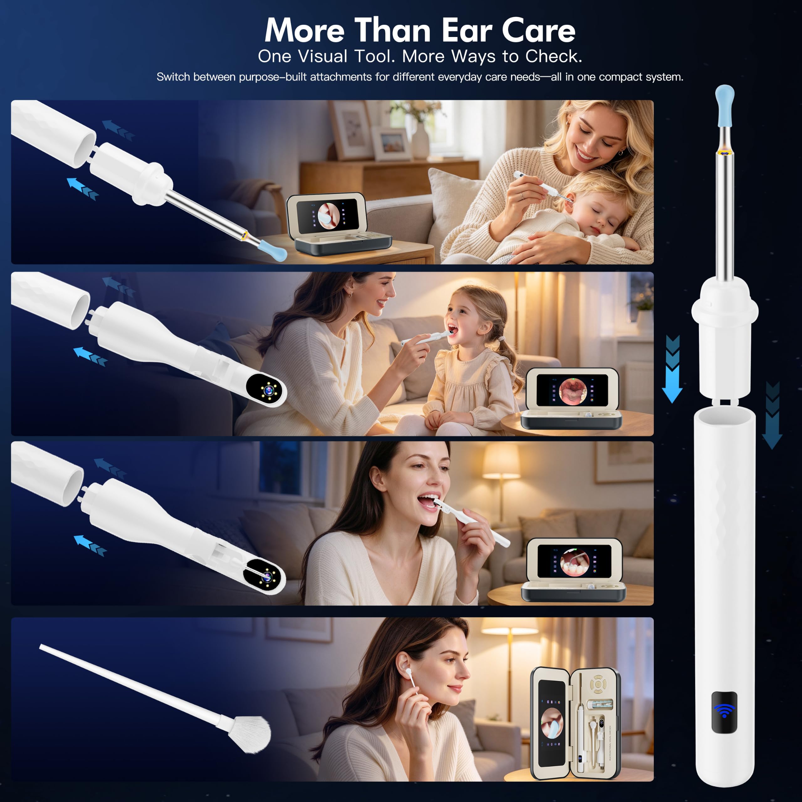 A03 Ear Wax Removal Tool Camera with Screen, 1080P HD Ear Cleaner with Camera, App-Free Otoscope, Charging Case, LED Lights, Ear Camera with TF Card, 10 Soft Silicone Tips for Adults — Amazon image 8