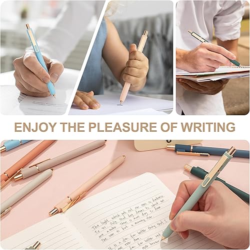 Miniatura 5 de Linbsunne Bolígrafos de gel de tinta negra para oficina de 0.020 in de punta fina, escritura suave retráctil (clip dorado metálico, 10 unidades)