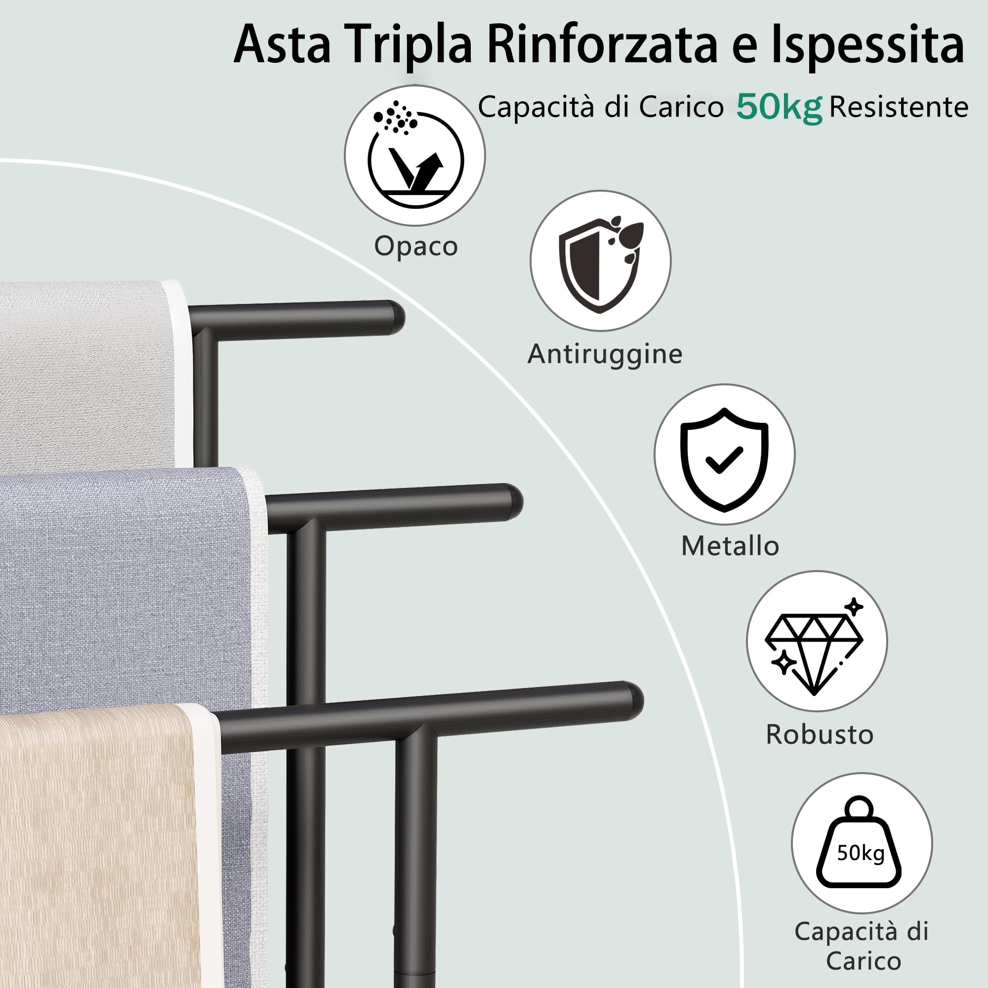 BEWISHOME Porta Asciugamani Bagno da Terra,Portasciugamani Autoportante