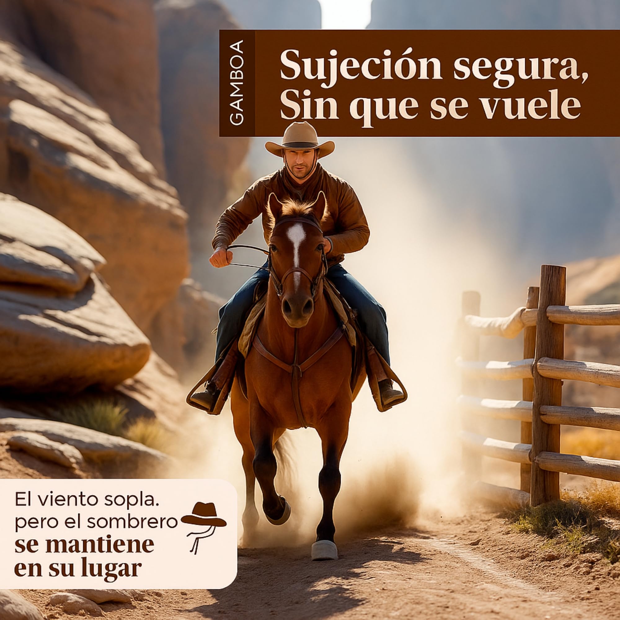 Gamboa 100% Cuero Correa Ajustable para Sombrero Vaquero y de Sol Cordón para Barbilla