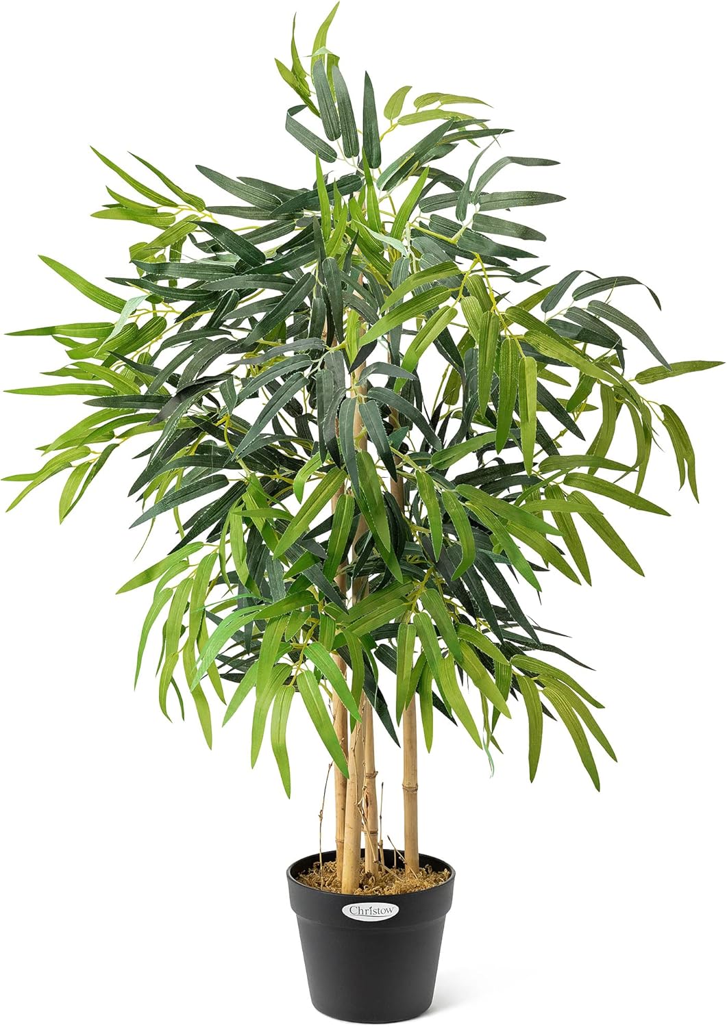 CHRISTOW Artificial Bamboo Plant In Pot, Large 3ft 4ft 5ft Tall Indoor Decoration, Realistic