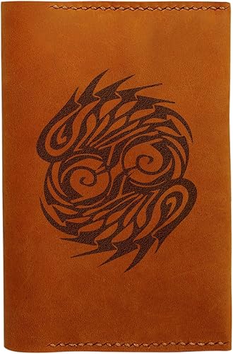 Zodiac Tattoo Hecho a mano Cuero Genuino Pasaporte Titular Caso HLT_01, Piscis Tatuaje, Retro