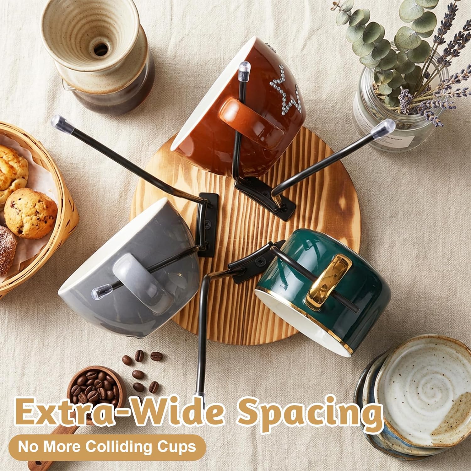 360° Rotating Coffee Mug Tree with 6 Hooks