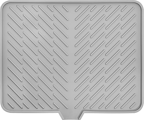 Miniatura 2 de Luxet Alfombrilla de silicona para secar platos con borde de drenaje integrado, almohadilla de secado higiénica, bandeja resistente y compacta fácil