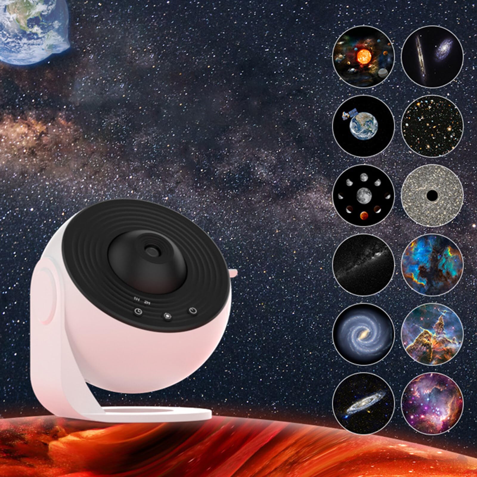 FAMKIT Sternenprojektor, USB-Aufladung Heimplanetarium, HD-Fokusprojektion, 12 Ersatzscheiben, realistisches Galaxielicht, Schlafzimmer/Wohnzimmerdecke