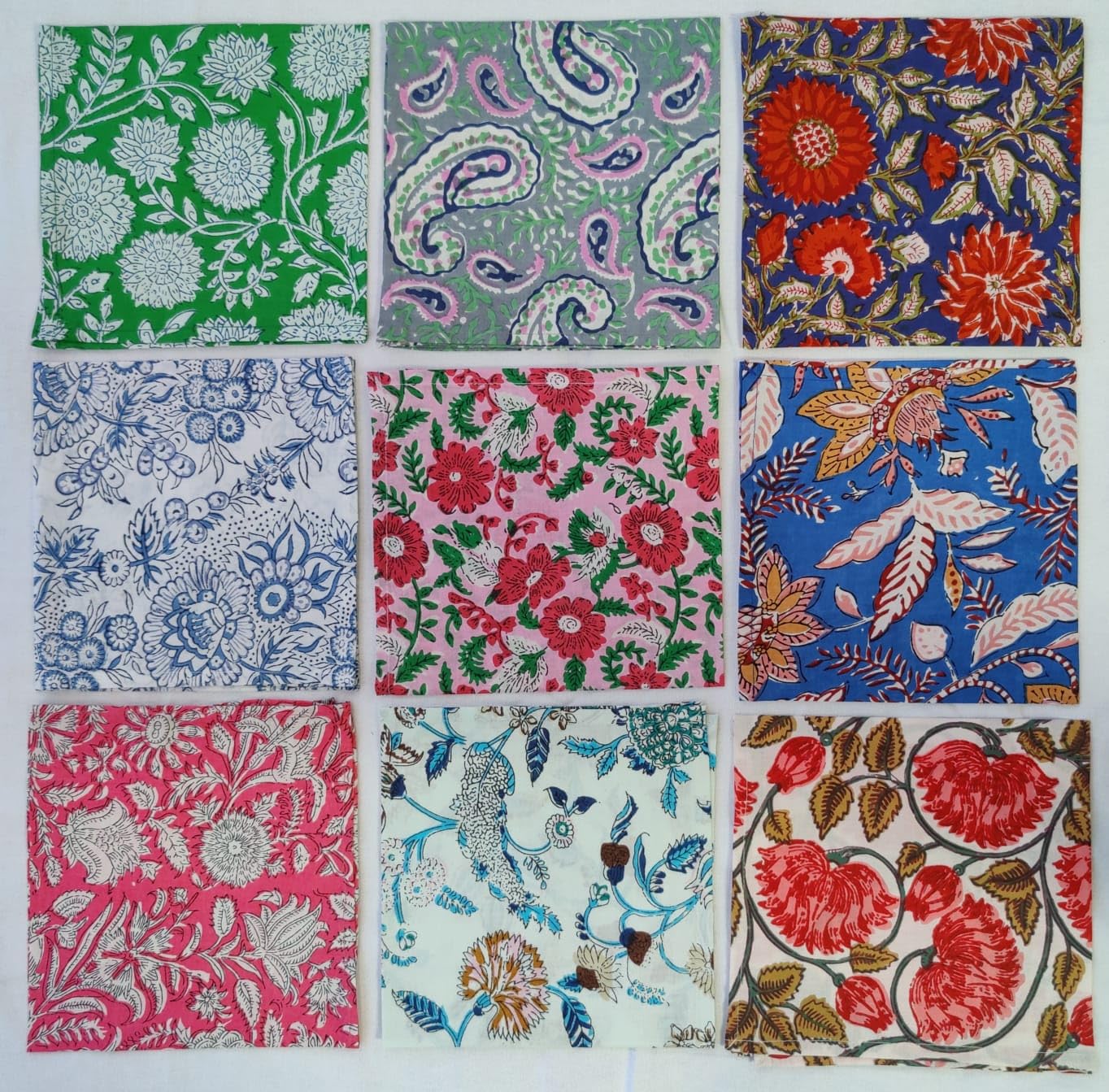 INDIANHANDICRAFTS Pack of 30 Pc Napkins Set, Hand Block Printed Napkins for Home, Kitchen, Dining Room, Holiday Table Cloth Napkins Face Cover Size 16X16 iNCH SDTH0012 Multicolor
