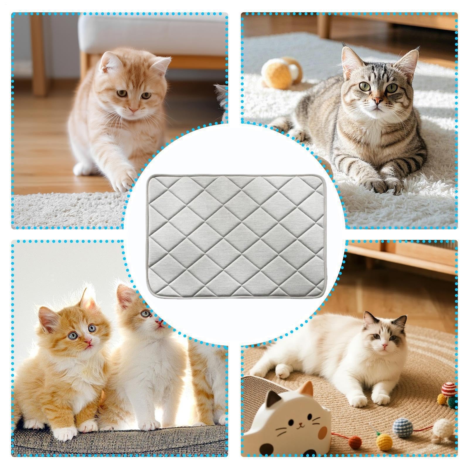 Cooling Pad Dog, Ice Silk Mat, 35 x 50 cm Washable Pet Bed with Breathable Fabric, Crate Insert with Non Slip Base, Indoor Outdoor Travel Accessory Cooling Comfort, Summer Supplies for Puppies