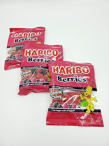 Haribo Bayas 3 Pack  masticable y crujiente  4 oz bolsas