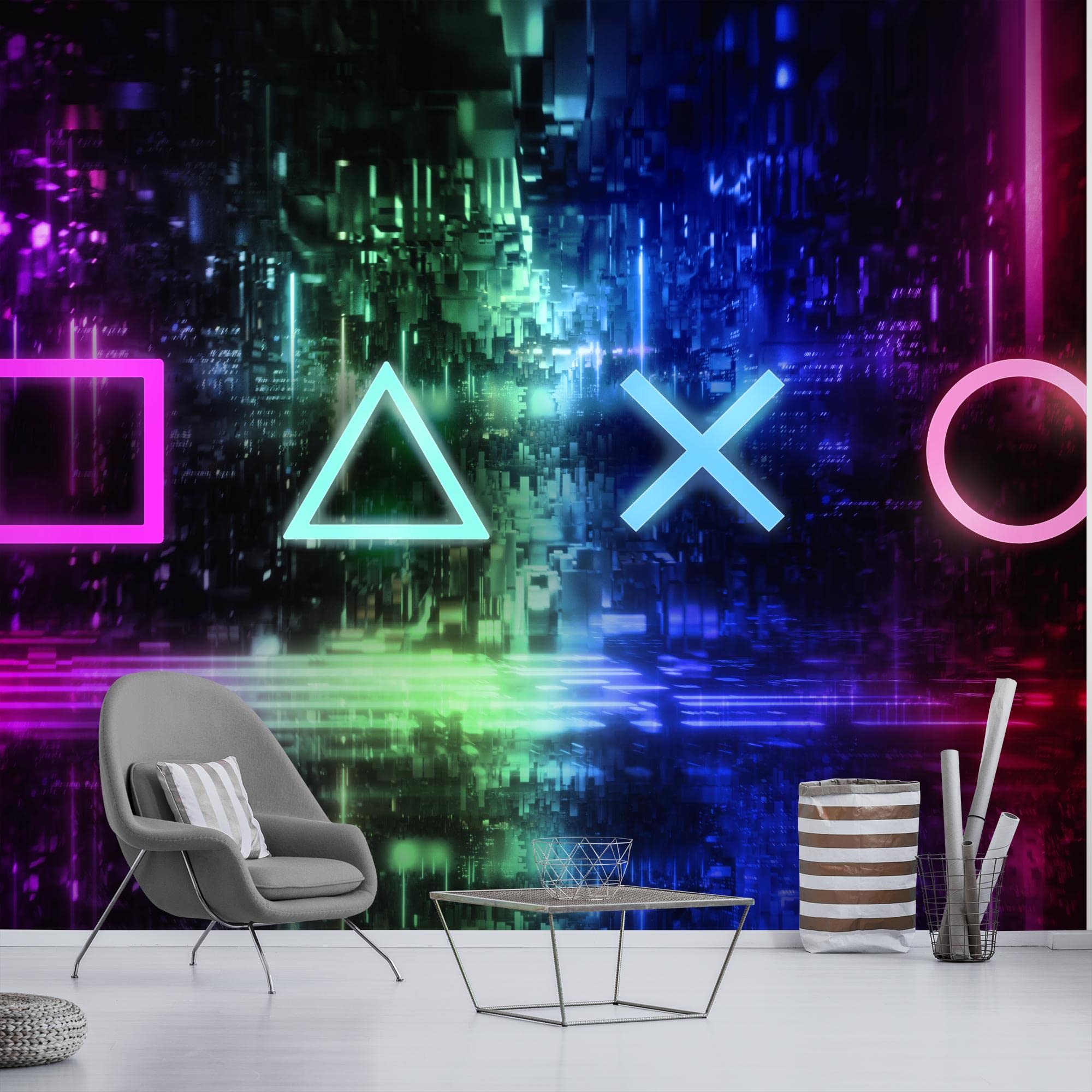 Runa Art Papel tapiz fotográfico Game Console Gamers Moderna Lana Sala Cuarto Salón - Made in Germany - Colorido negro 9547010a