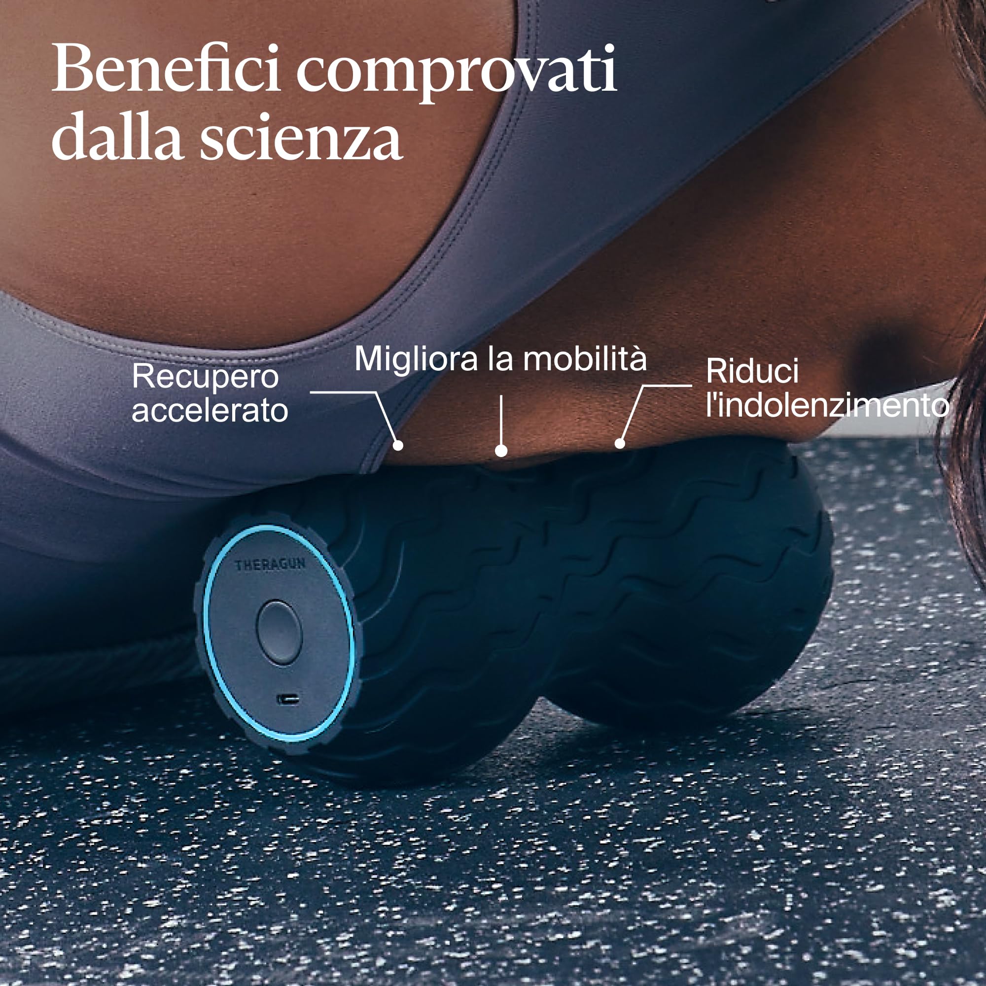 Theragun Wave Duo | Rullo Massaggio Muscolare | Progettato ergonomicamente per schiena, colonna vertebrale e collo | Connettività Bluetooth