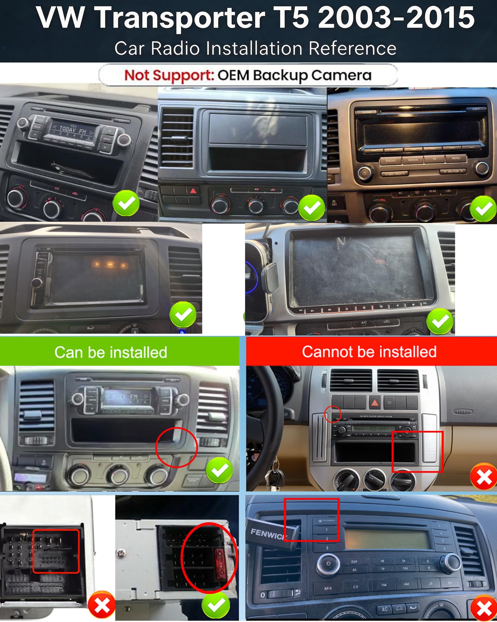 CAMECHO [4+64 GB] bezprzewodowy odtwarzacz Android 15 z funkcją CarPlay i Android Auto dla VW Golf 5/6 Polo 5 T5 Skoda Passat B6/B7 Seat 9-calowy