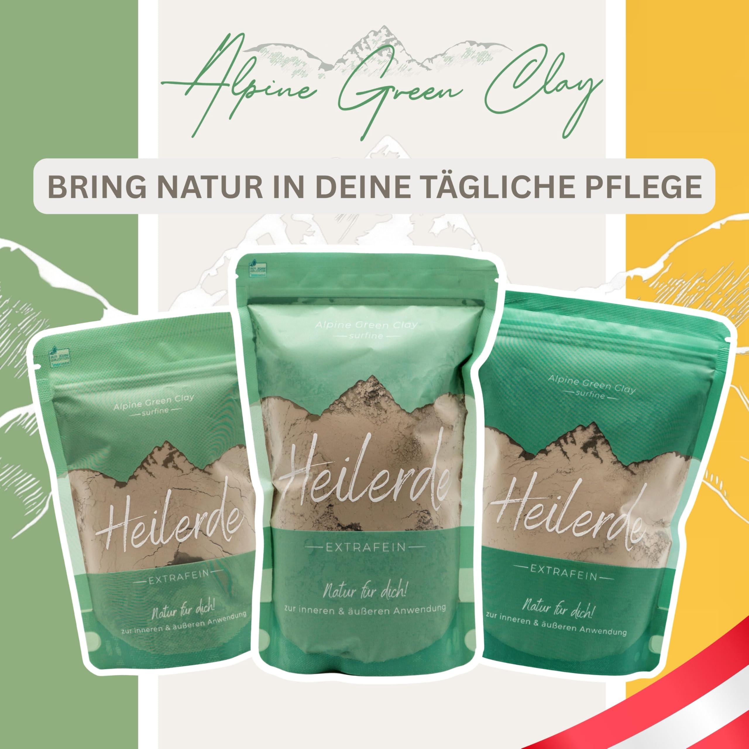 Heilerde Maskenset gegen Pickel & Unreinheiten – DIY Gesichtsmaske Set mit Schale & Pinsel – Grüne Tonerde Österreich – Naturkosmetik Tiefenreinigung – Vegan Clean Beauty
