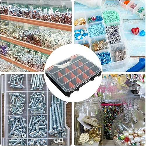 Miniatura 8 de Multi-use Plastic Parts Organizer Box with Dividers Small Electronic Components Storage Bin Tool Storage Container for Garage Closet and Vehicle