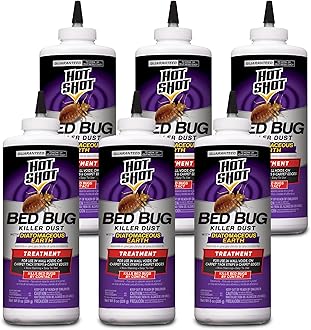Hot Shot Bed Bug Killer Dust With Diatomaceous Earth 8 Ounces, Treatment For Bed Bugs, 6 Pack