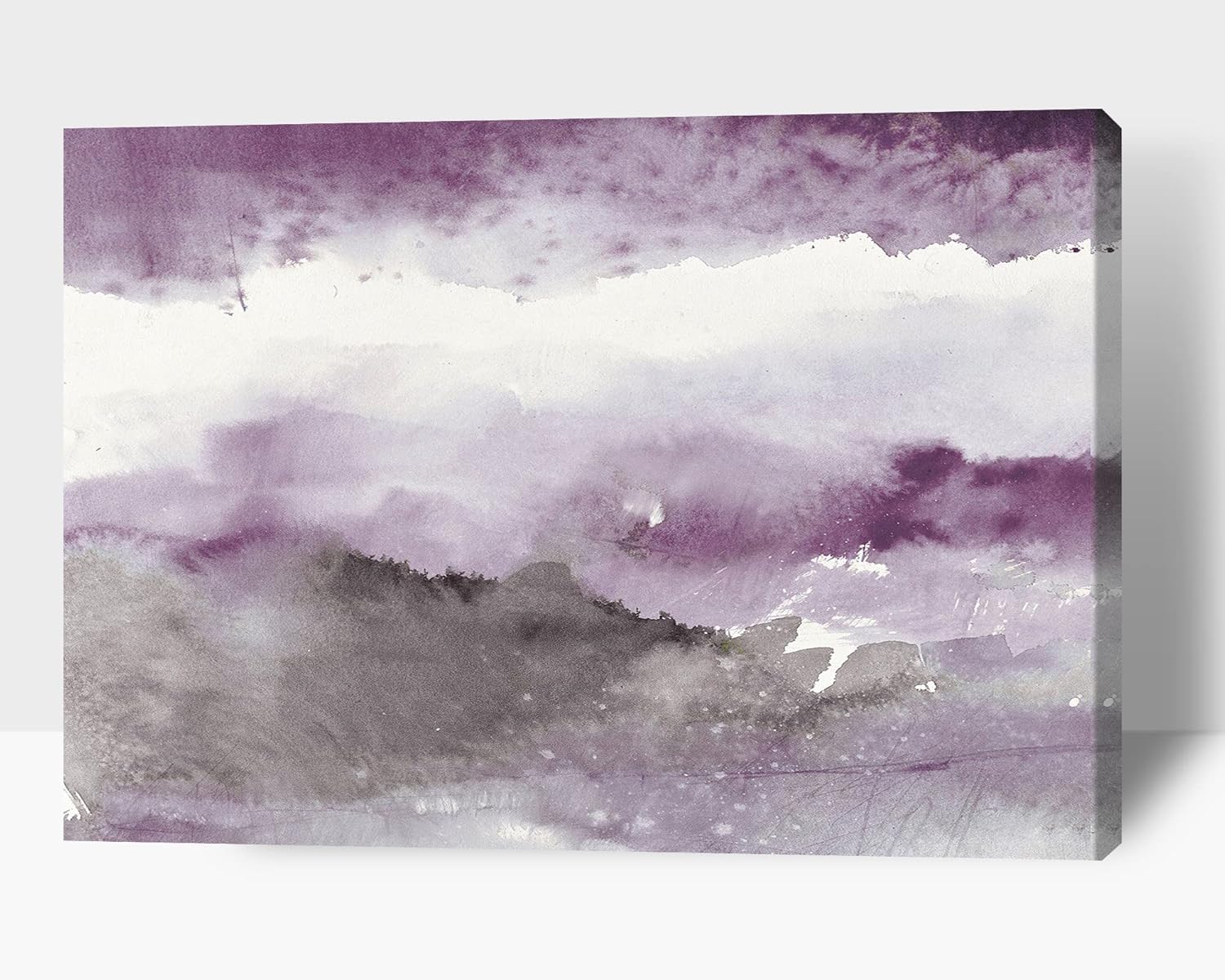 Purple Abstract Canvas Wall Art, Purple Mountain Abstract