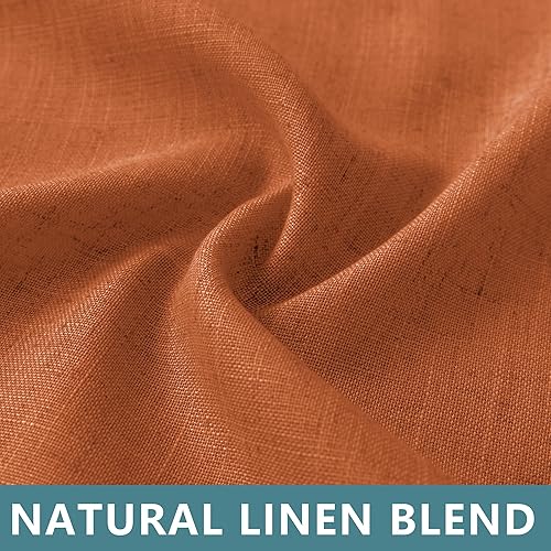 Miniatura 3 de KOUFALL Cortinas de otoño naranja quemado para sala de estar de 63 pulgadas de largo, cortinas bohemias de otoño para dormitorio, 63 pulgadas de