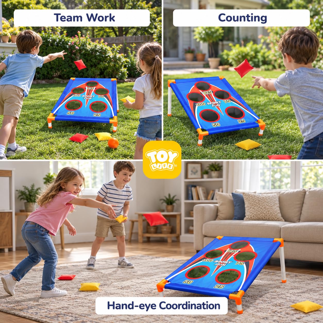 TOY Life Bean Bags Toss Carnival Games, Cornhole, Outdoor Toys for Kids Ages 4-8, Backyard Game Sports & Outdoor Play, Outside Toys for Ages 5-7, Family Lawn Yard Games Birthday Party, Gift for Boys — Amazon image 4