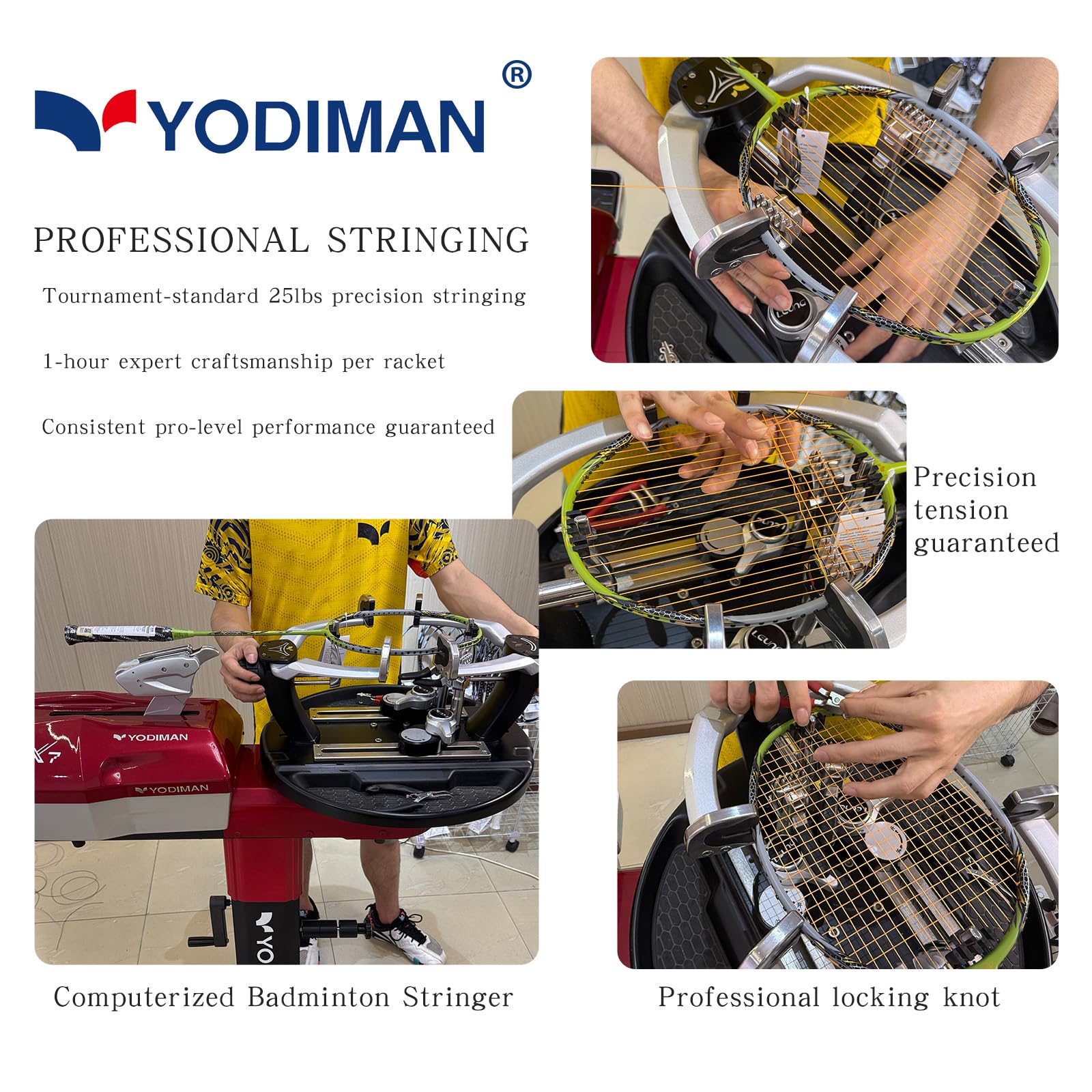 YODIMAN Raquette de Badminton Pro Ultra-Légère, Cadre 1200T Carbone (35 lbs), Tige M55J Graphite, Cordon 0,68mm – Competition
