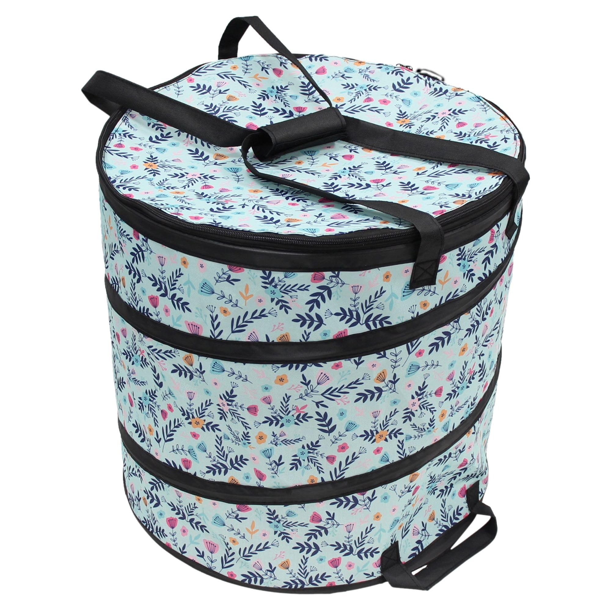 FRANK FLECHTWAREN Laubsammler Floral, 100% Polyester, Ø 45 x 45 cm 80 Liter, 3 Tragegriffe Reißverschluss faltbar, Gartenabfälle
