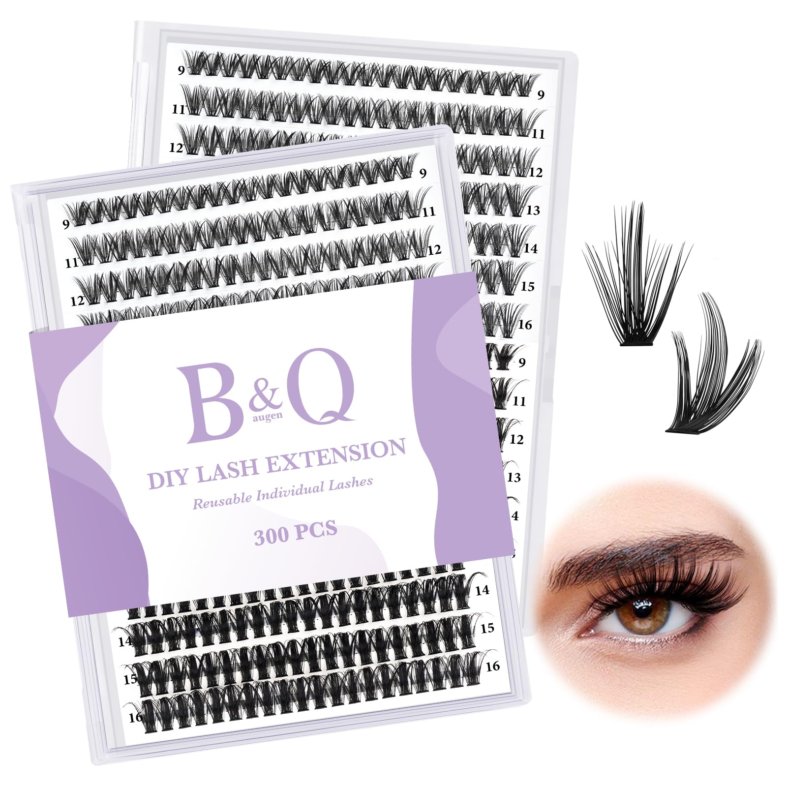 Manga Lash Clusters DIY Individual Lashes 40D+50D 9-16MIX 300 PCS False Eyelash Cluster Volume Lashes Extension 30D 40D 40D D Curl Lash Clusters DIY lash Extensions (40D+50D-C,9-16MIX)