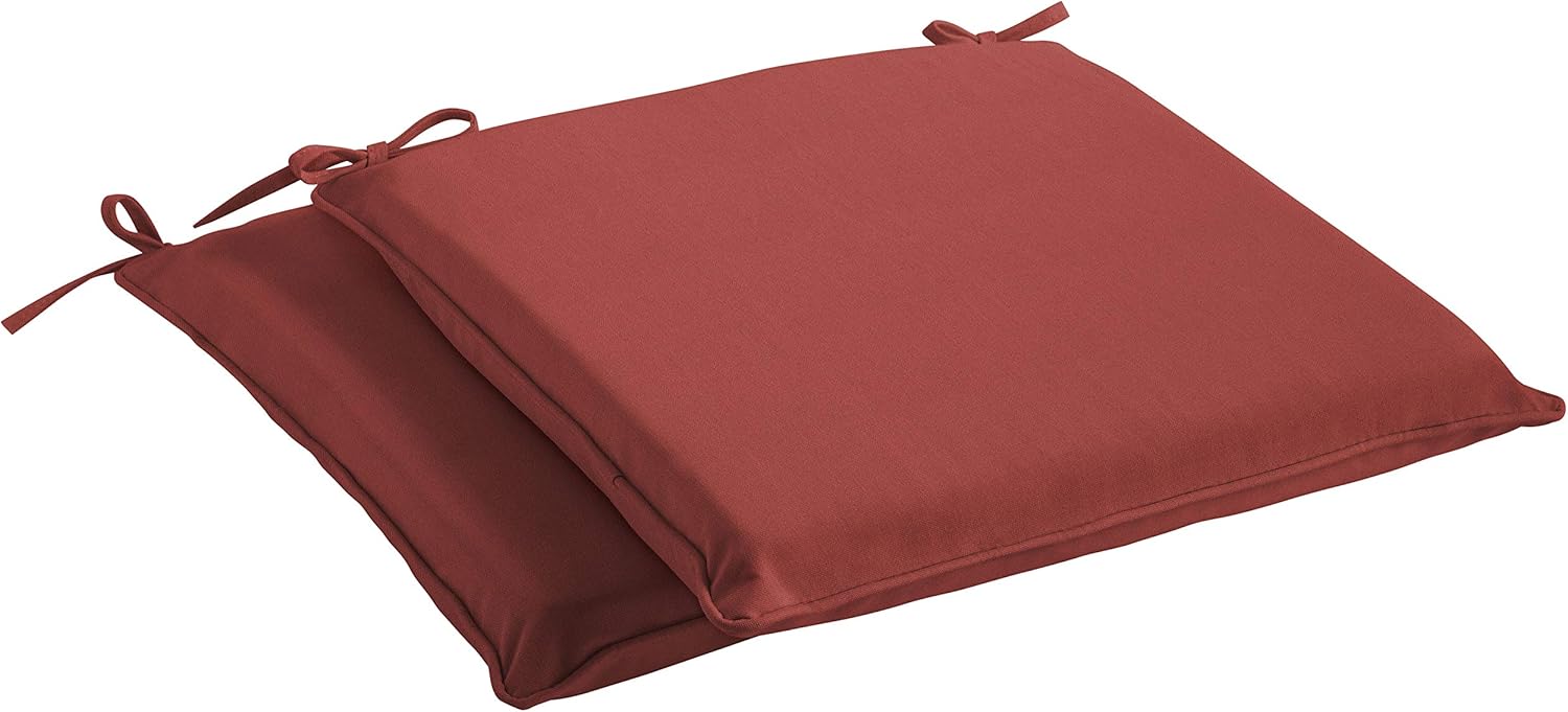 Sorra Home Sunbrella Corded Chair Pad (Set of 2) - Fade & Water Resistant, Outdoor & Indoor Seat Cushion with Chair Ties for Patio Furniture - Canvas Henna (21" x 19" x 2")