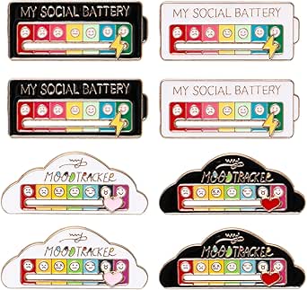 Mood Pin Social Battery Stimmung Brosche Lustige Anstecker Mood Tracker Pin Mmod Social Battery My Anstecker Brosche für Soziale Interaktionen, Schmuck, Dekoration