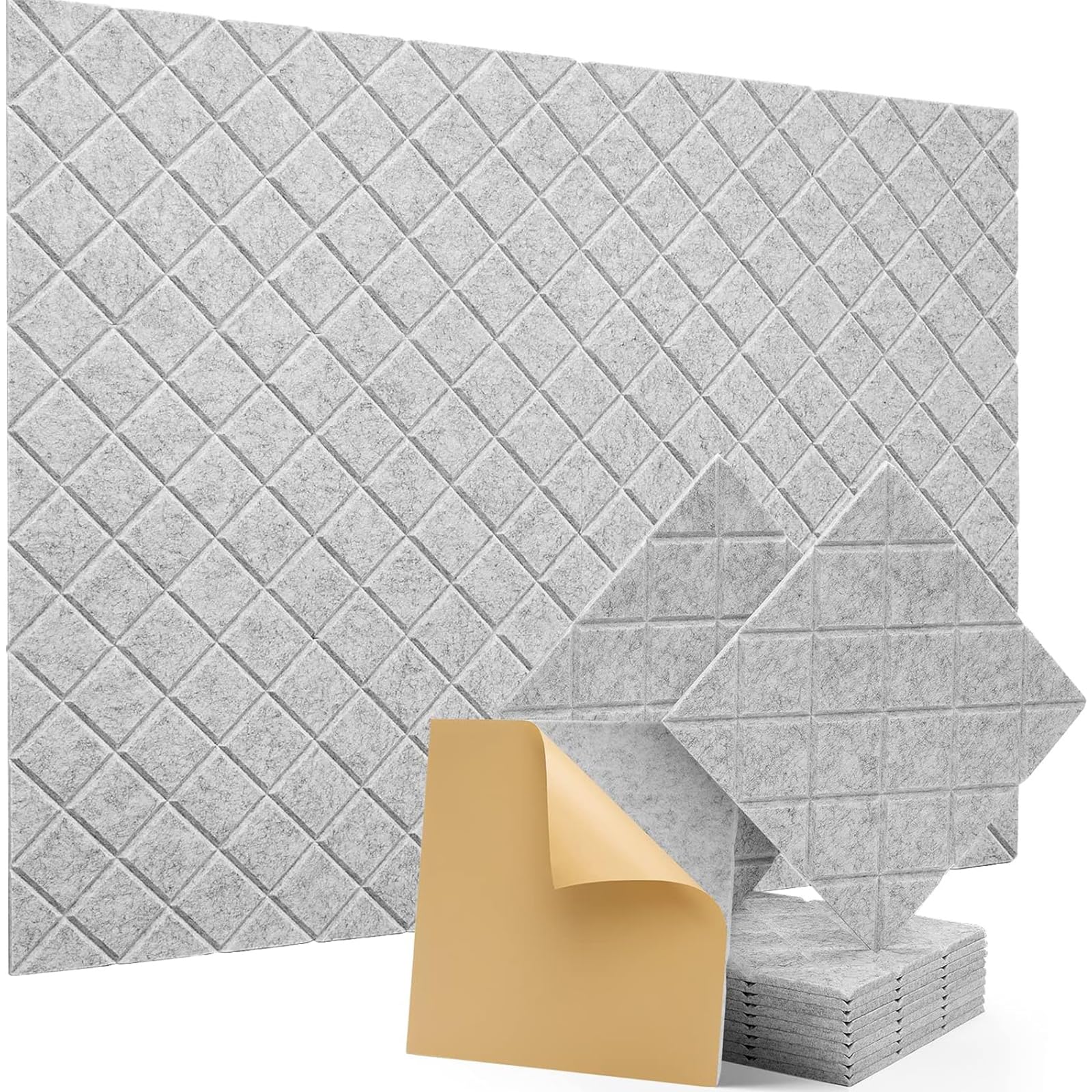 12 paneles de pared absorbentes de sonido, textura de poliéster, espuma insonorizada, adecuados para dormitorio, salas de música, decoración de paredes insonorizadas