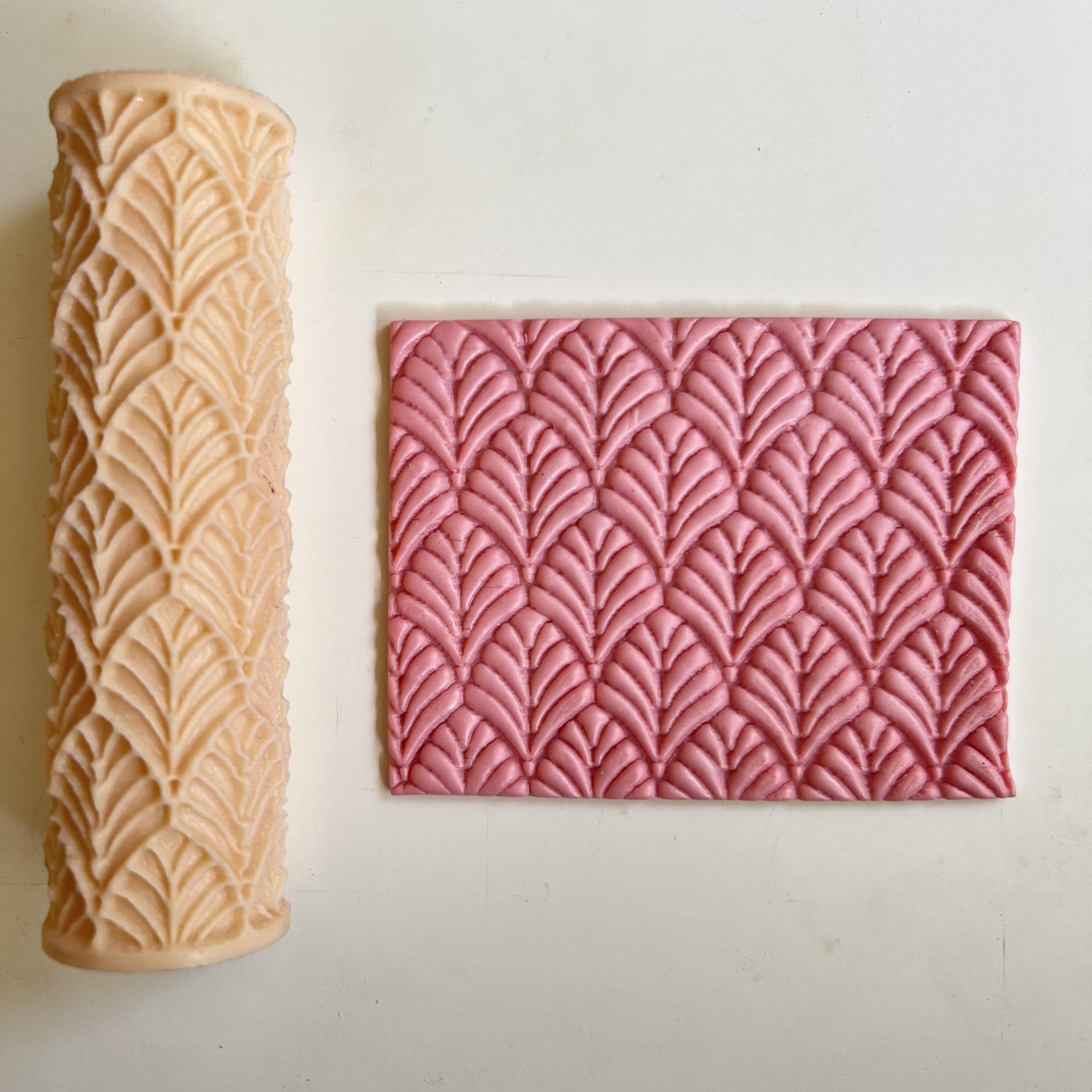 Assigned leaves Clay texture roller with clear impression on clay or pottery or fondant 10cmsx2.5cms by Get Inspired