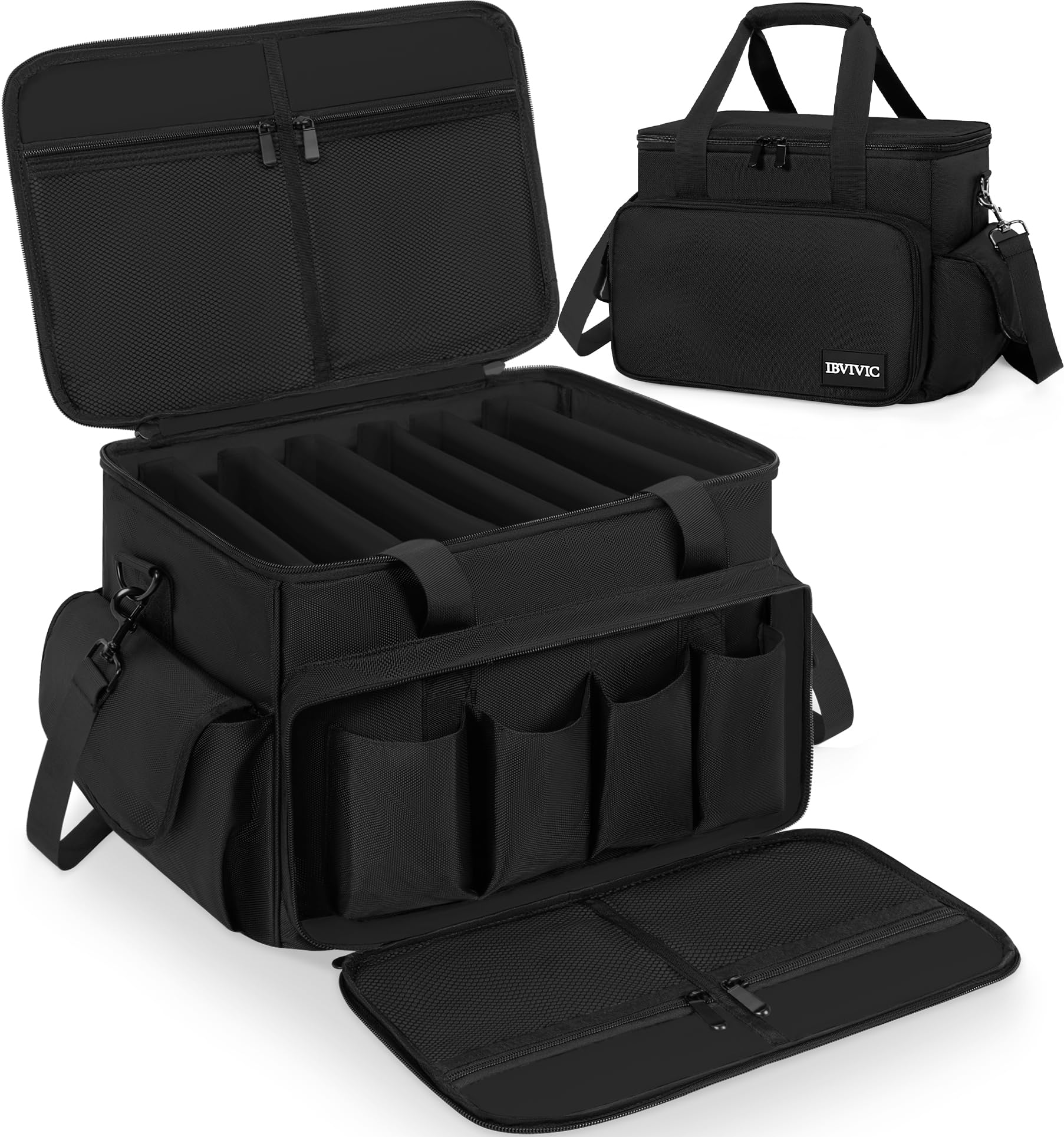 OUUTMEE Borsa per file per cavi DJ, borsa portaoggetti in nylon 1680D, organizer per attrezzature da DJ, con divisori rimovibili e base imbottita, borsa da viaggio per attrezzatura professionale da DJ