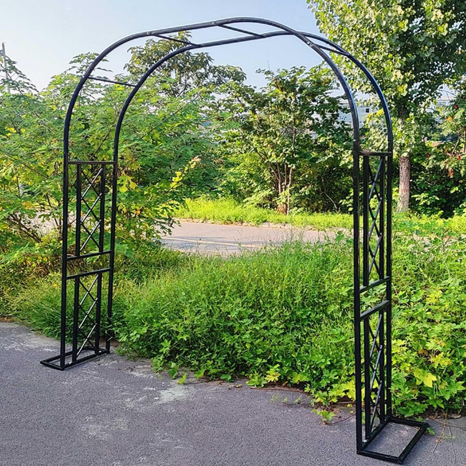 Arche Jardin pour Grimpantes, Arceau à Rosier Grande, Large 140cm 180cm 220cm 260cm 300cm 340cm pergola en Metal, Robuste Arche de Mariage Acier(Black,340cmx230cm)