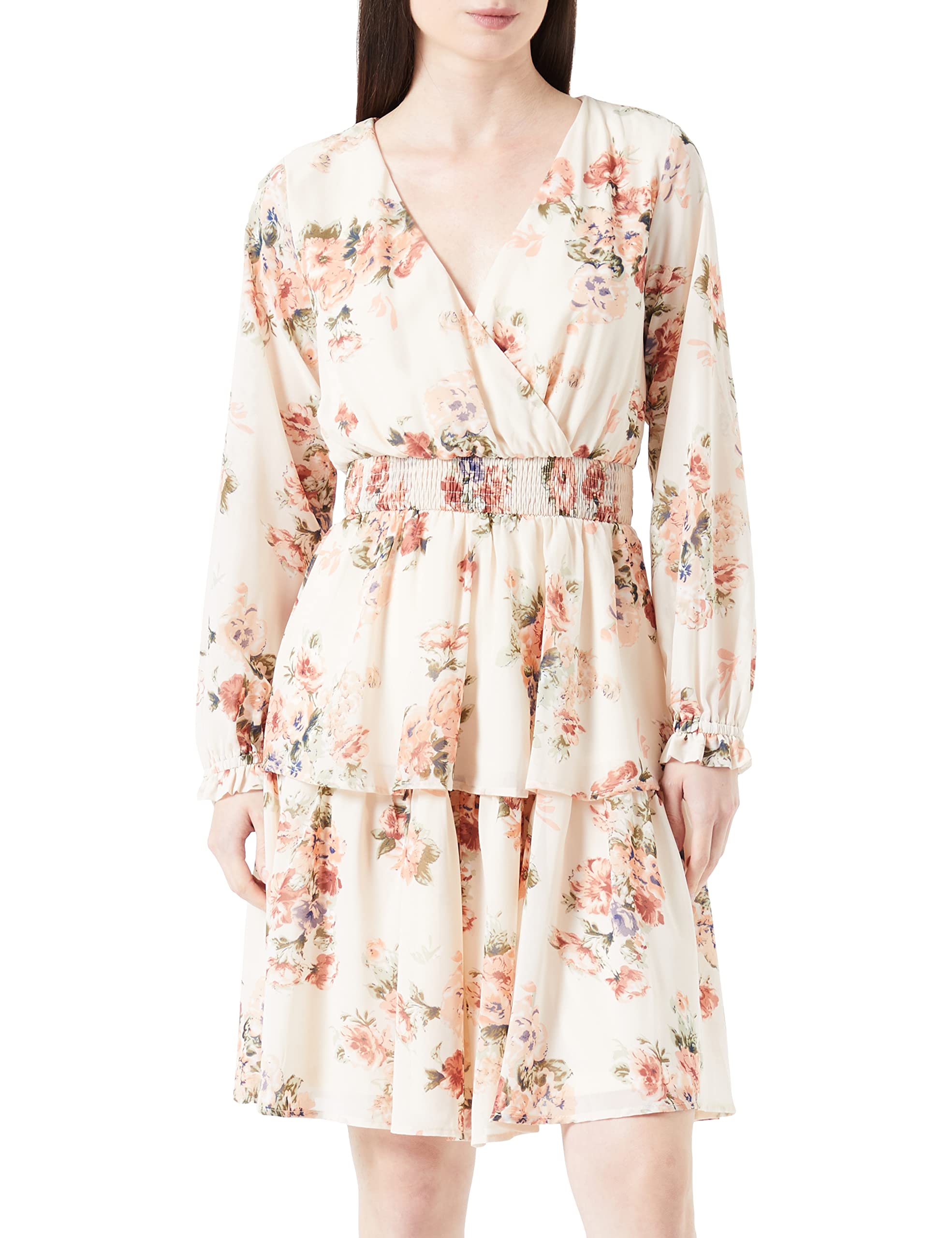 ONLY Onlphilippa Abito Lunghe Con Stampa Floreale E Maniche Lunghe, Vestito Donna Effetto Avvolgente