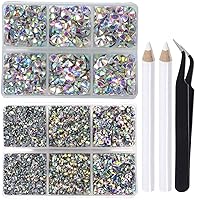 Vista 76 de LPBeads 6400 piezas de pedrería termoadhesiva peridoto con base plana, 5 tamaños mixtos, gemas de cristal redondas de vidrio con pinzas y lápiz