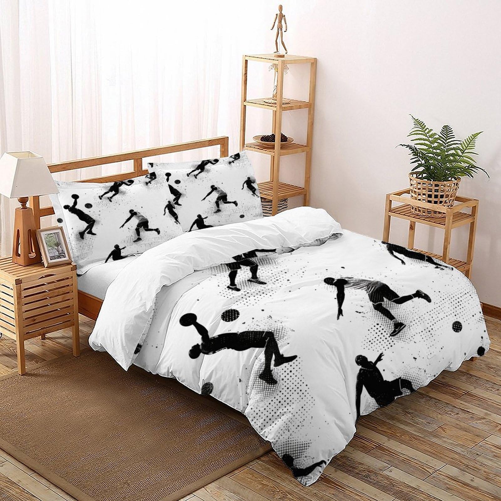 Housse de couette basket 260x220 parure de lit microfibre grand lit adulte enfant
