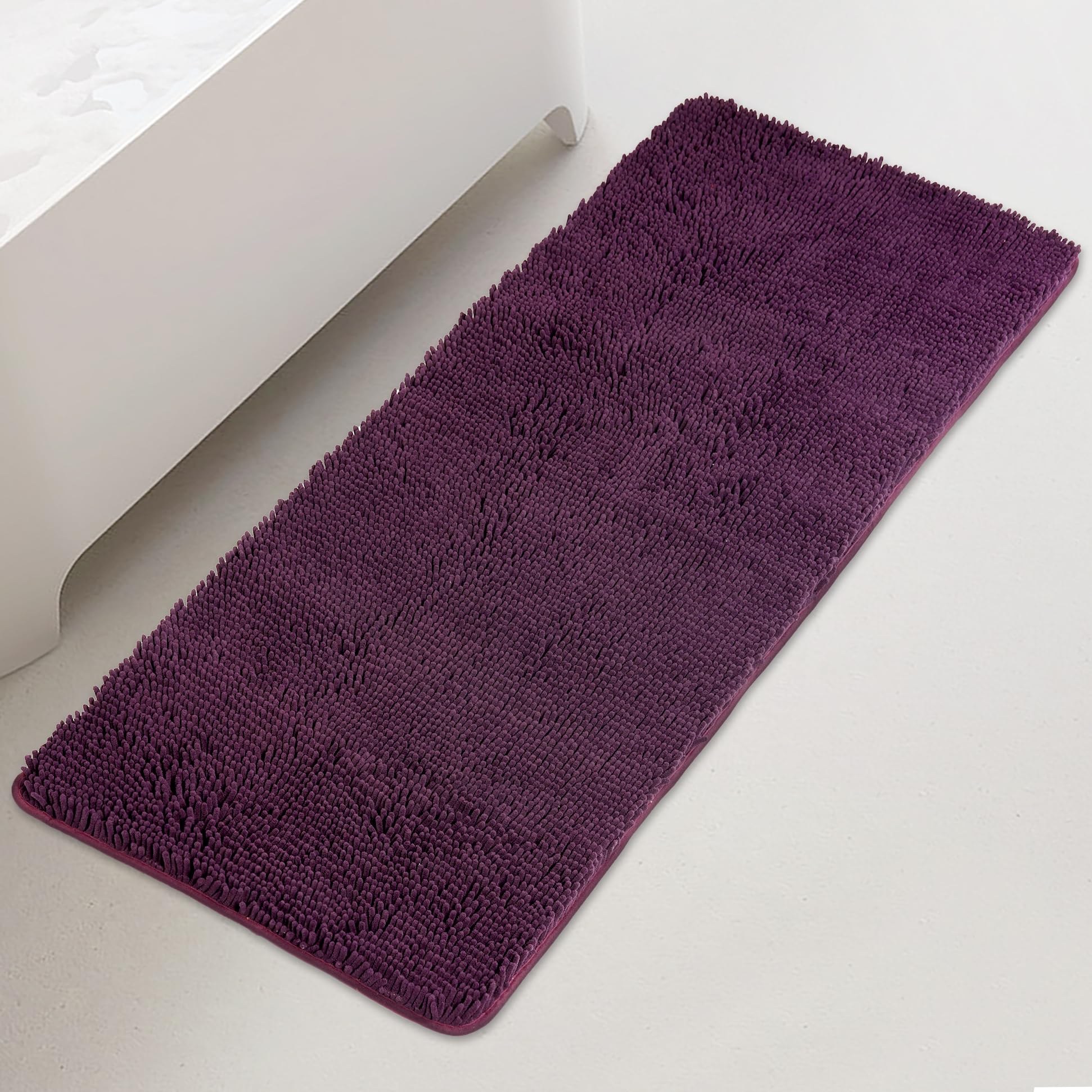 Yeaban Bathroom Runner Rugs 24 x 72 Non Slip โ Thick Chenille Long Bath Mat | Absorbent and Washable Extra Large Bath Rug, Plush Runner Rug for Bathroom, Shower, Sink - (Plum) โ image 1