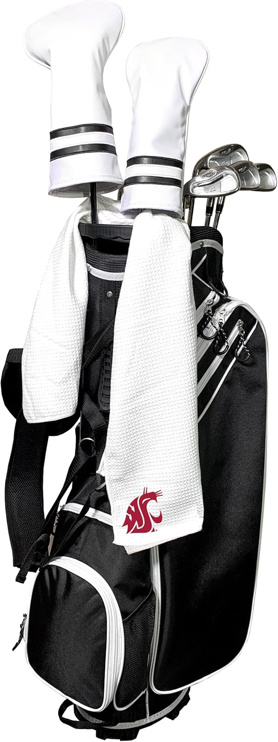 Team Golf NCAA NCAA Microfiber Towel - 16" X 40" (White) with Carabiner Clip, Premium Microfiber with Deep Waffle Pockets- Superior Water Absorption and Quick Dry Golf Cleaning Towel