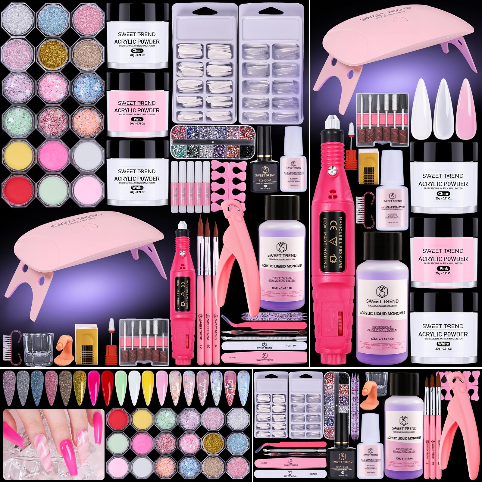Acrylic Nail Kit for Beginners Professional Acrylic Powder Set with Everything for Starter - U V Light Nail